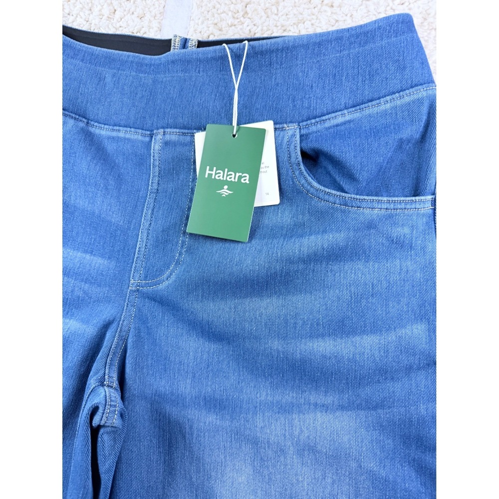 Halara Flex Denim Wide Leg Pants Women Large Blue High Rise Pull On Athleisure - Picture 8 of 11